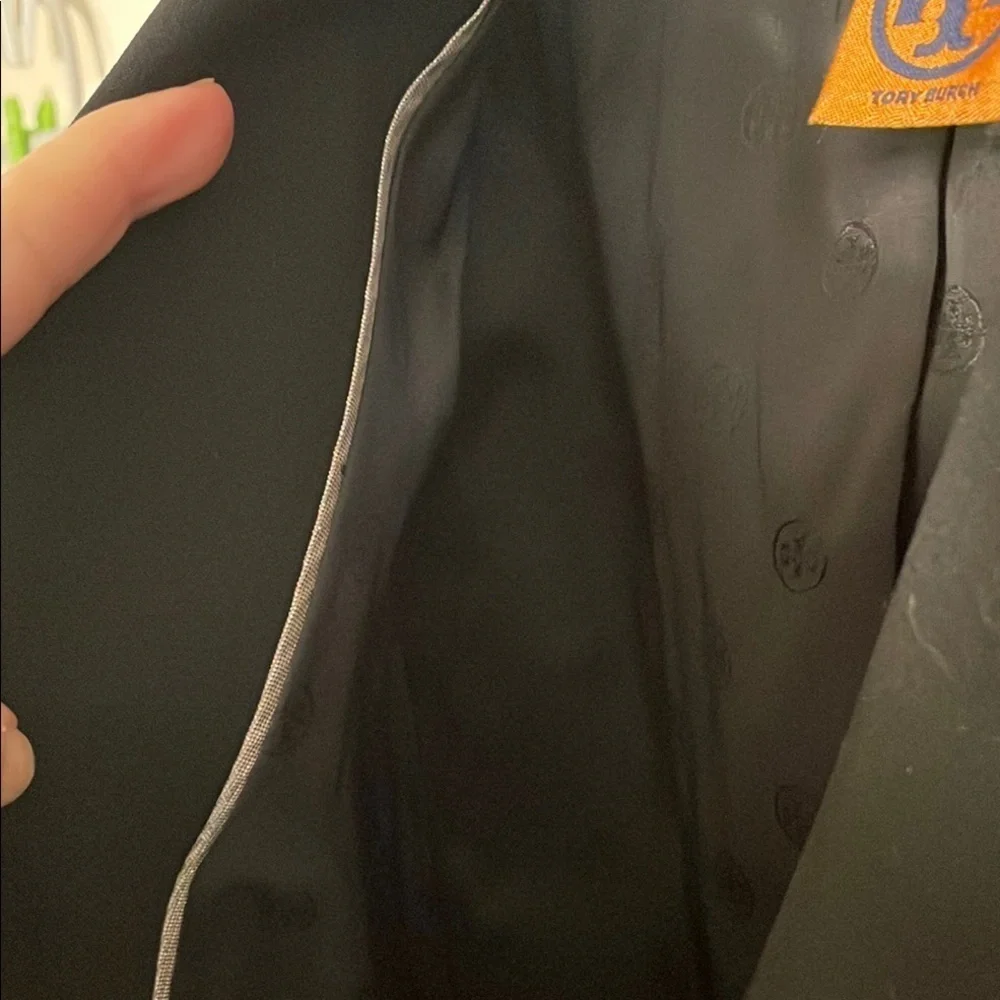 Tory Burch Black Structured Wool Blazer Single Button Notched Lapels - Picture 8 of 13